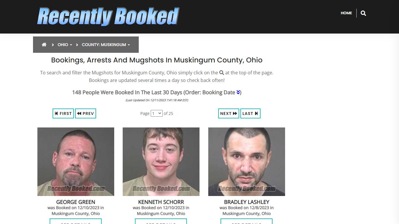 Recent bookings, Arrests, Mugshots in Muskingum County, Ohio